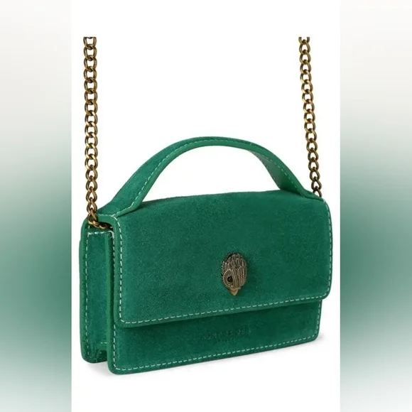 Kurt Geiger (NWT) Green Suede Bond Crossbody Bag - Picture 4 of 6